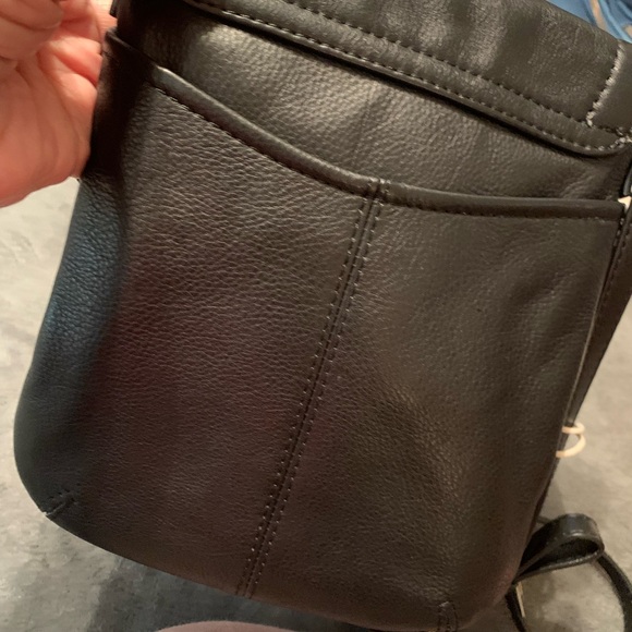 American leather Co. Black all Leather & Leopard Print Crossbody / shoulder Bag - Picture 2 of 9